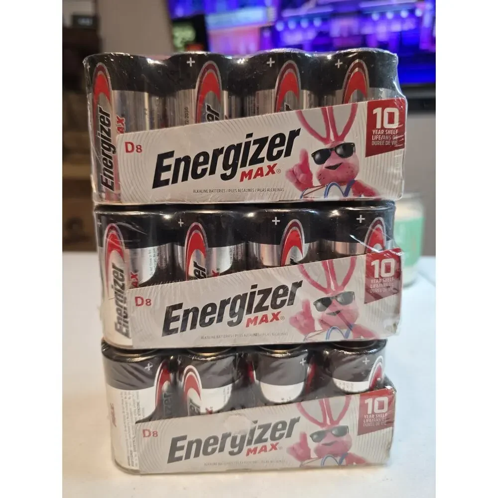 3x Energizer MAX D Batteries (8 Pack), D Cell Alkaline Batteries 24 Total